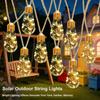 80LED Outdoor Garden Solar Light String, Bulb Hanging Retro Hemp Rope Light String, for Camping Courtyard Fence Garden