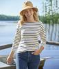 LL Bean Heritage Mariner Boat US Classic 1000178058 Women's Top, Neck, 3/4 Sleeves, Striped, Fit, Petite, XS, Navy/Sailcloth Blue,