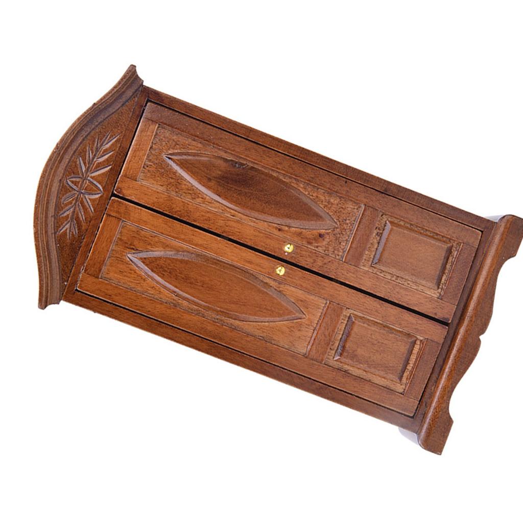 1:12 Scale Mini Vintage Wooden Double Door Closet Wardrobe Dolls House Accessory Dollhouse