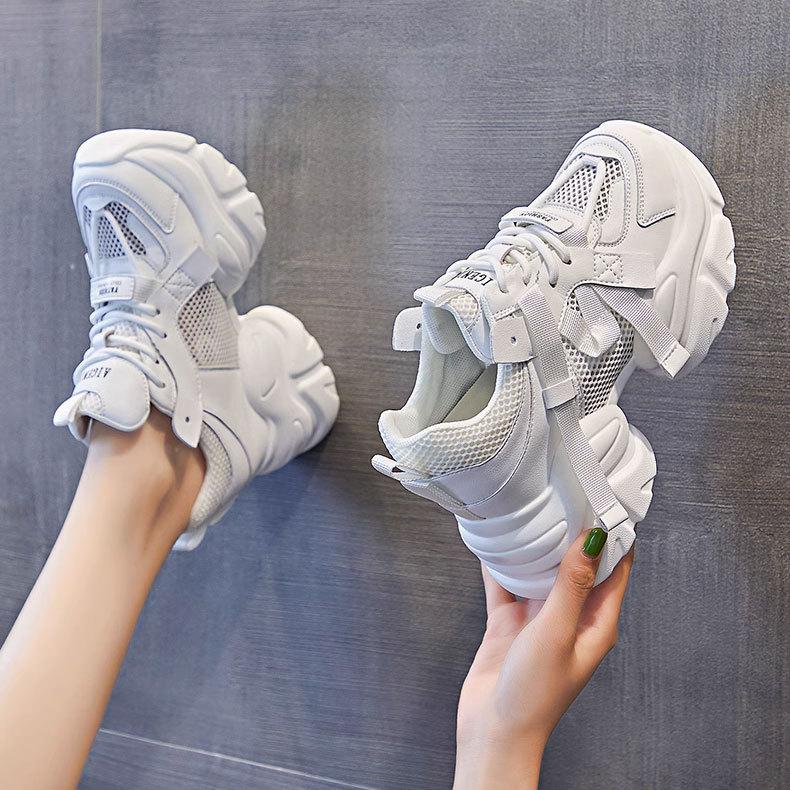 

Женские летние кроссовки на толстой подошве, увеличивающие рост, из сетки, дышащие, легкие, противоскользящие, повседневные спортивные туфли для женщин 37