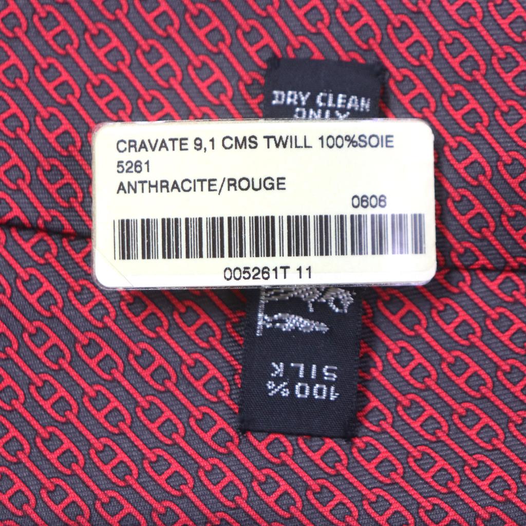 Pristine HERMES Tie Cravat Chaine d'Ancre Pattern Silk Mens 5261 Used