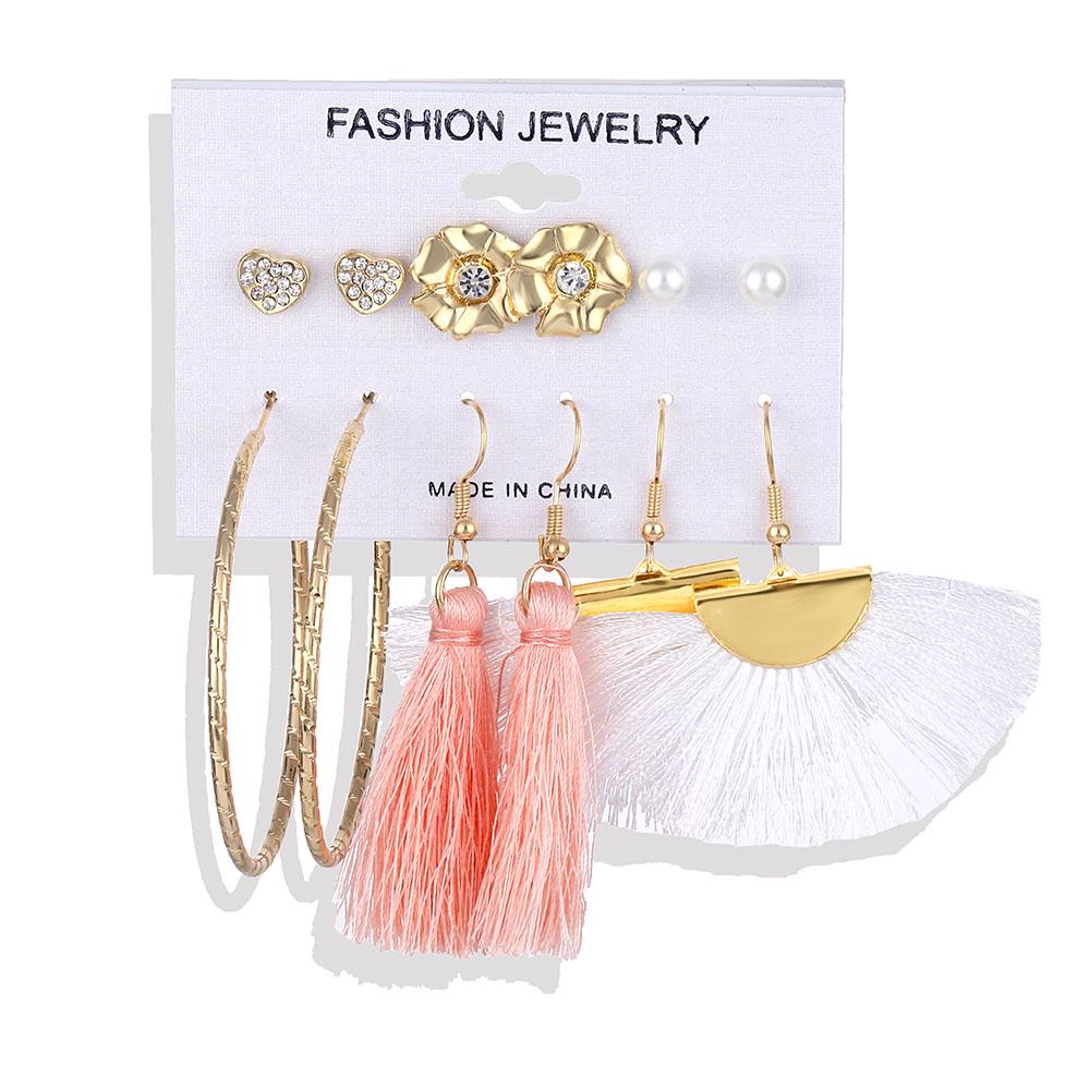 6 Pair/set Shell Earrings For Women Boho Fashion Flower Long Tassel Drop Earring Beach Jewelry Gift