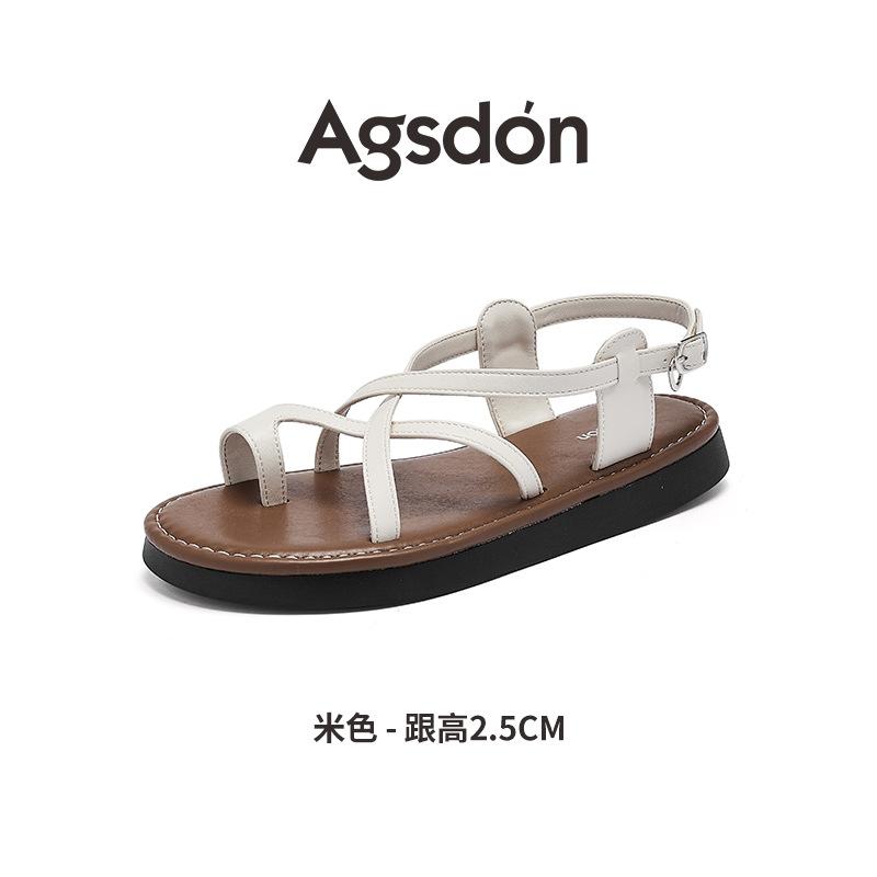 Augustine toe sandals girl 2025 new summer word with beautiful fairy wind soft bottom beach cool slippers