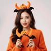 Elastic Pumpkin Headband Plush Halloween Head Hoop Spooky Headwear  Theme Party