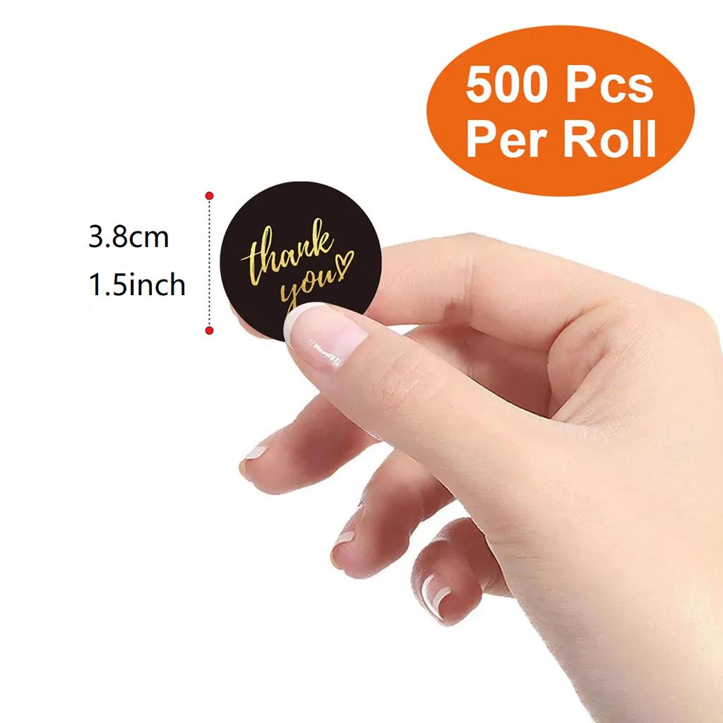 500pcs 1 Roll 1.5" Thank You Stickers For Envelope Sealing Labels Stationery Supplies Handmade Wedding Gift Decoration Stickers