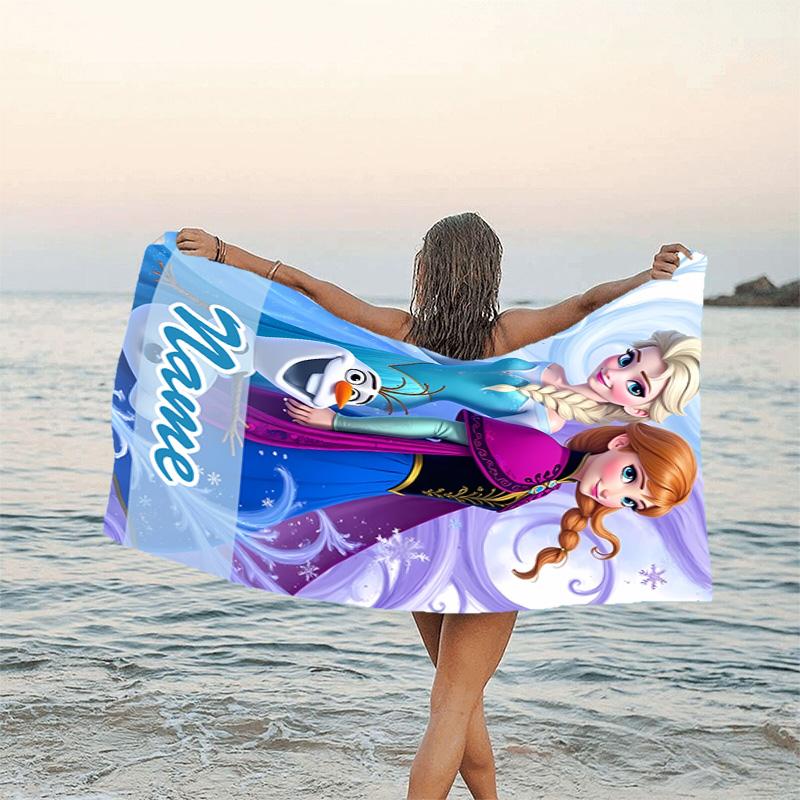 1pc Frozen10 Beach Towel with Custom Name, Beach/Swimming/Bath/Picnic/Camping Towel, Suitable for Seaside Beaches