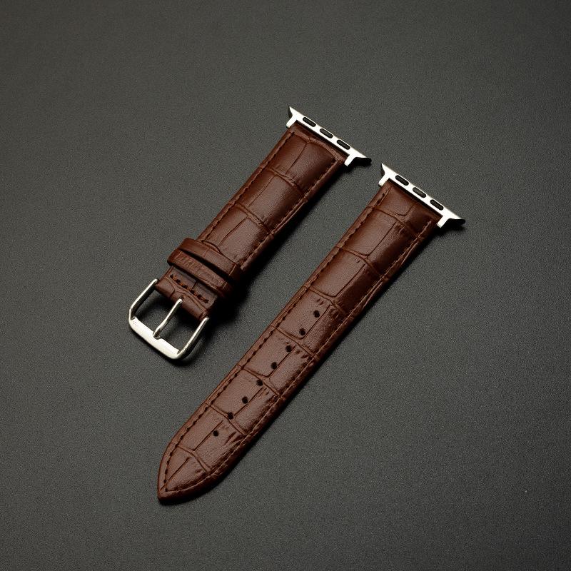 Genuine Leather Bamboo Grain Slim Apple Watch Band for Men & Women - iWatch Ultra Style