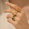 7Pcs/Set Camellia Flower Enamel Finger Rings Butterfly Irregular Rings Flower Ring Set  Jewelry