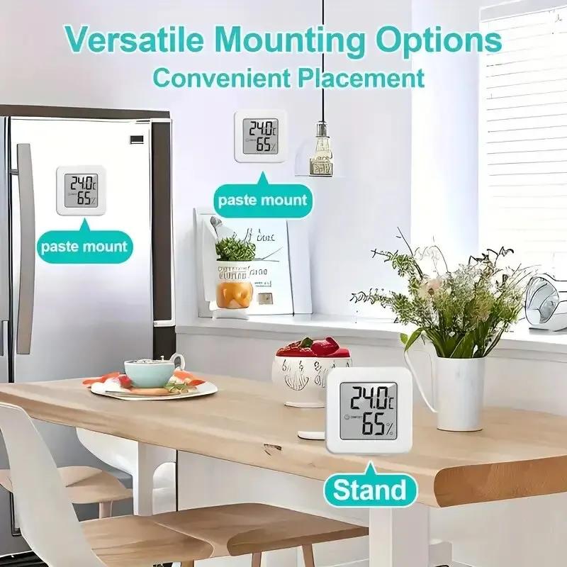 Miniature Indoor Temperature and Humidity Gauge, Electronic Digital Display, Shows Both Humidity and Temperature.