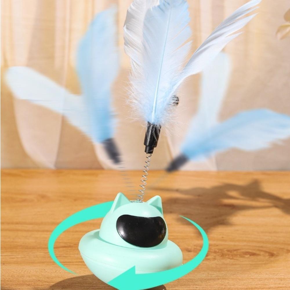 Feather Attachment Suction Cup Cat Teaser Wand Tumbler Design Anti-Boredom Tumbler Base Feather Self Play Teaser Wand Solo Play