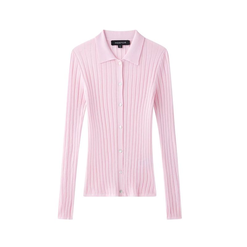 

Kaslead New Arrival Women s Clothing Fashion Style Fashion Simple and Thin Rib Silm Outwear 2142048 Pink L
