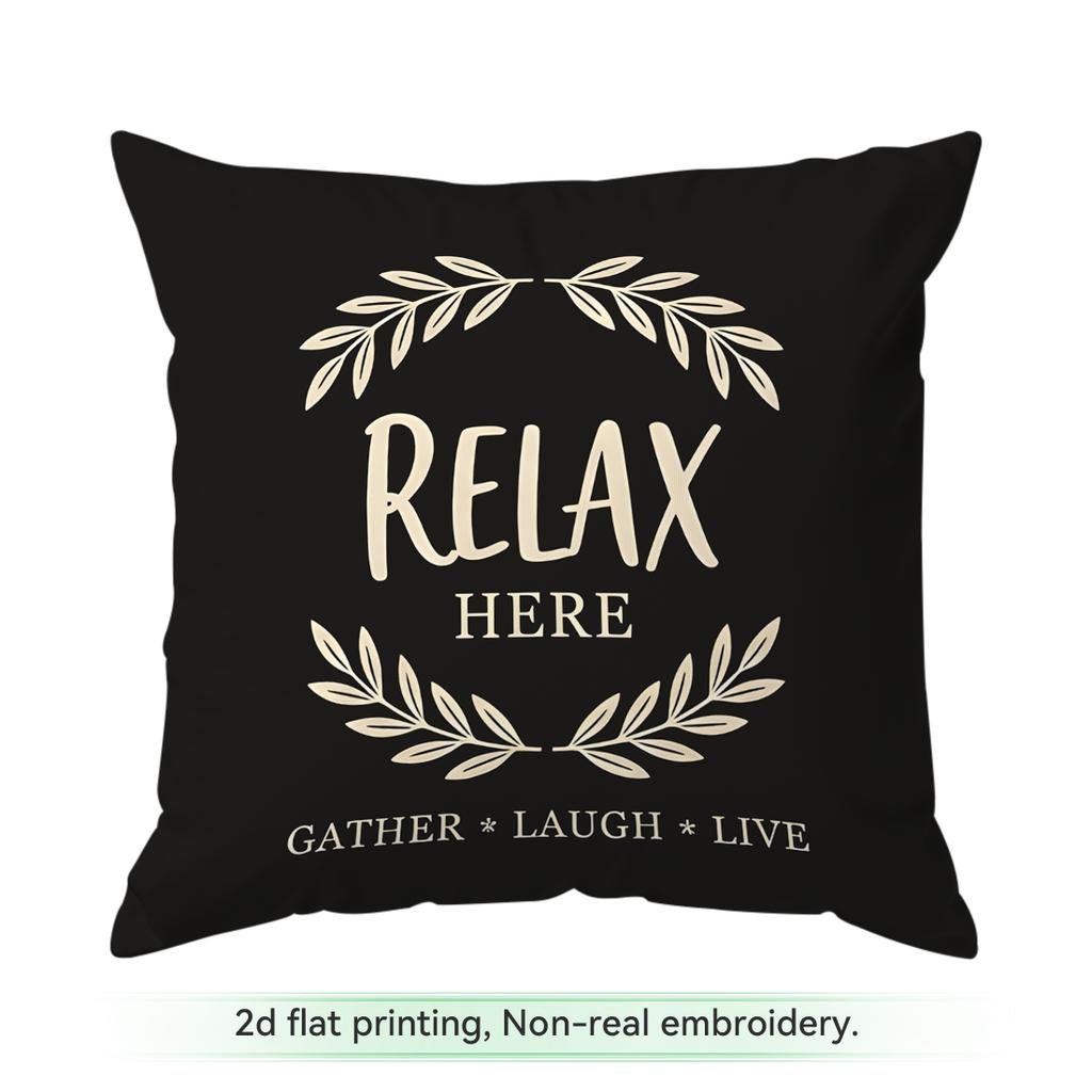 Pcs Black Background Beige Text Design Singlesided Printed Cushion Coversuitable For Living Roombedroomcar Decoration