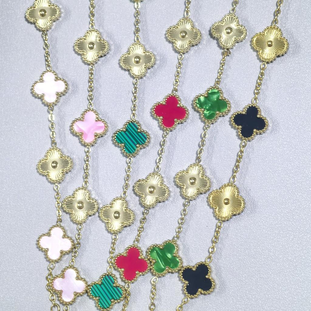 13mm Classic Model Four-leaf Clover Laser Bracelet Women Light Luxury Hand Jewelry Titanium Steel Does Not Lose Color Bracelet