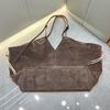 New first-layer cowhide leather suede matte tote bag vegetable basket handbag shoulder messenger bag women's bag