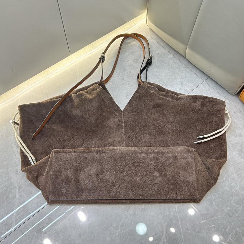 New first-layer cowhide leather suede matte tote bag vegetable basket handbag shoulder messenger bag women's bag