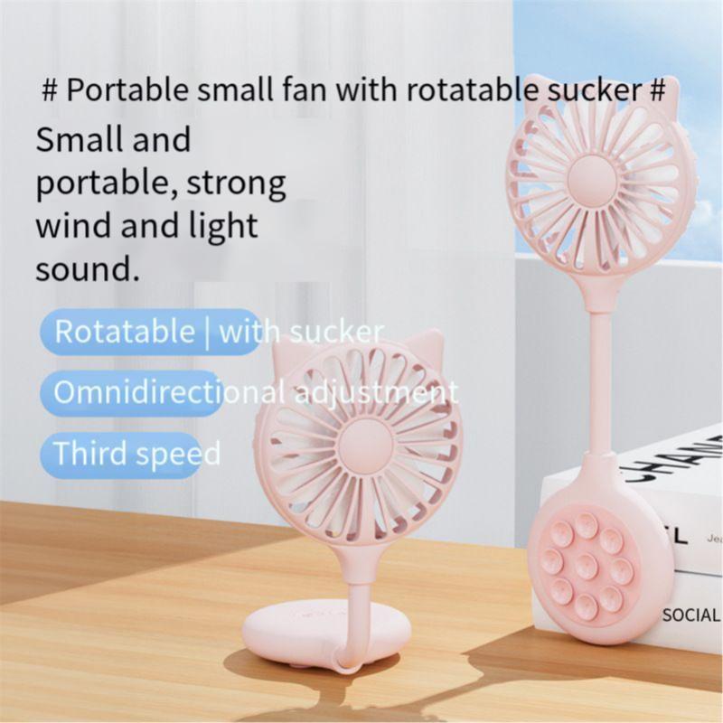 

T6 Lazy Moveable Sucker Small Portable Fan Cell Phone Back Sucker Fan Cat Ear Multi-purpose Portable Usb Charging Fans For Home 75X235X25MM небесно-голубой