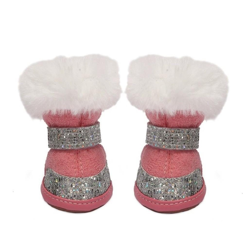 4Pcs Anti-slip Winter Dog Shoes Warm Cats Puppy Socks Fashion Dog Footwear Puppy