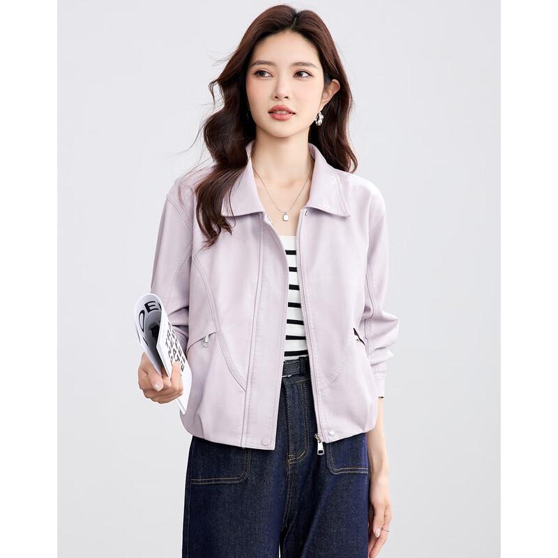 TERRE BLEUE Women's Retro Biker Style PU Leather Jacket