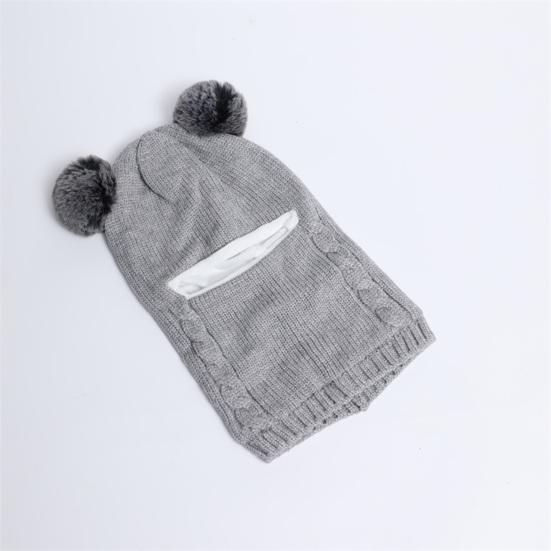 Children Hat Dual Fur Ball Decor Kids Winter Hat Breathable Thermal Cap Outdoor School Thickened Velvet Lining Headgear