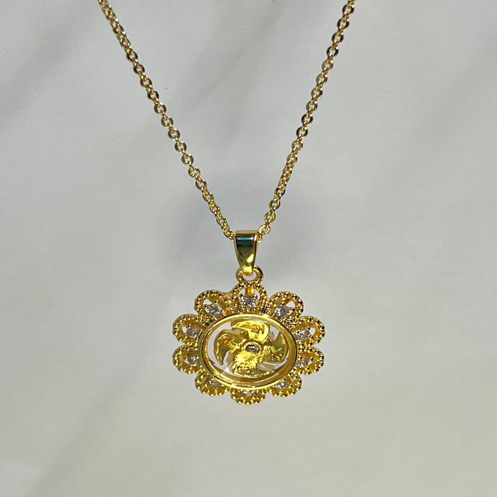 New vintage-inspired diamond-inlaid rotating necklace, unisex design