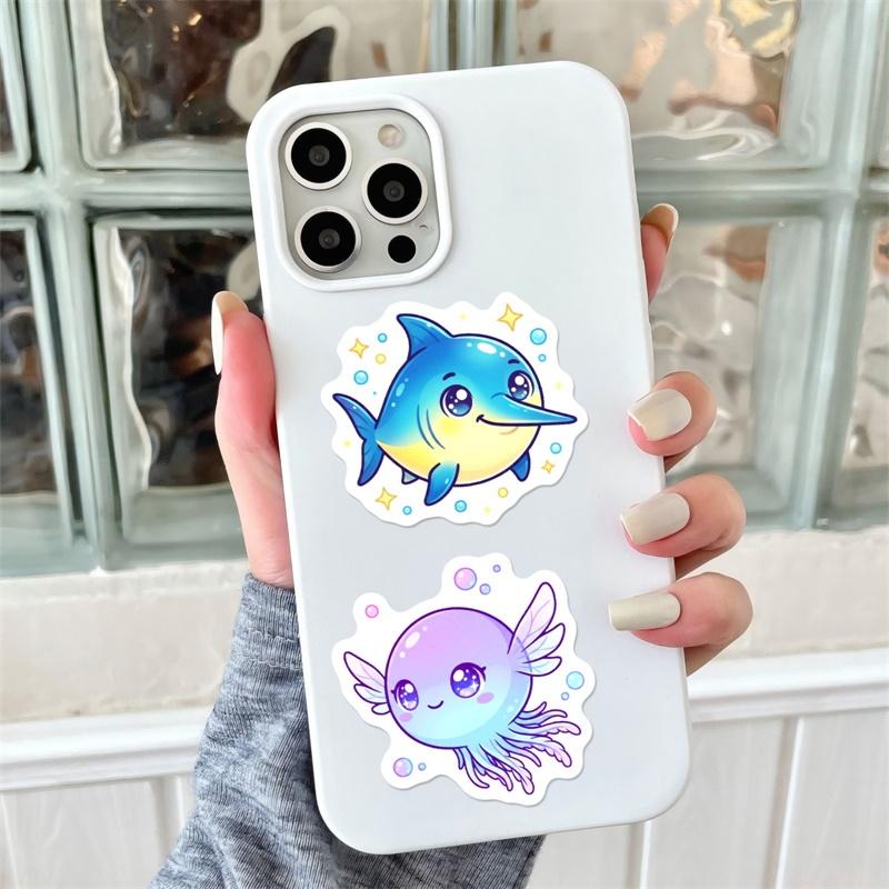 10/30/50PCS Cartoon Marine Life Sticky PVC Sticker DIY Laptop Luggage Skateboard Colored Decoration Scrapbooking for Kids