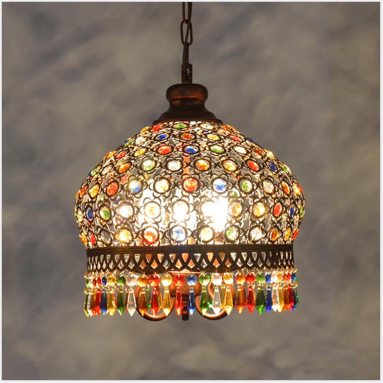 Men's Small Pendant Light: Southeast Asian Style Colorful Crystal Chandelier for Bohemian & Mediterranean Restaurants