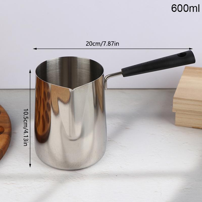 350/600Ml Long Handle Stainless Steel Coffee Pot With Pouring Spout Milk Butter Warmer Pot Stovetop Chocolate Melting Pan