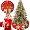 90cm Christmas Tree Skirt Red Rustic Snowflake Santa Claus Printed Xmas Tree Carpet Christmas Decor Mat New Year Decor For Home