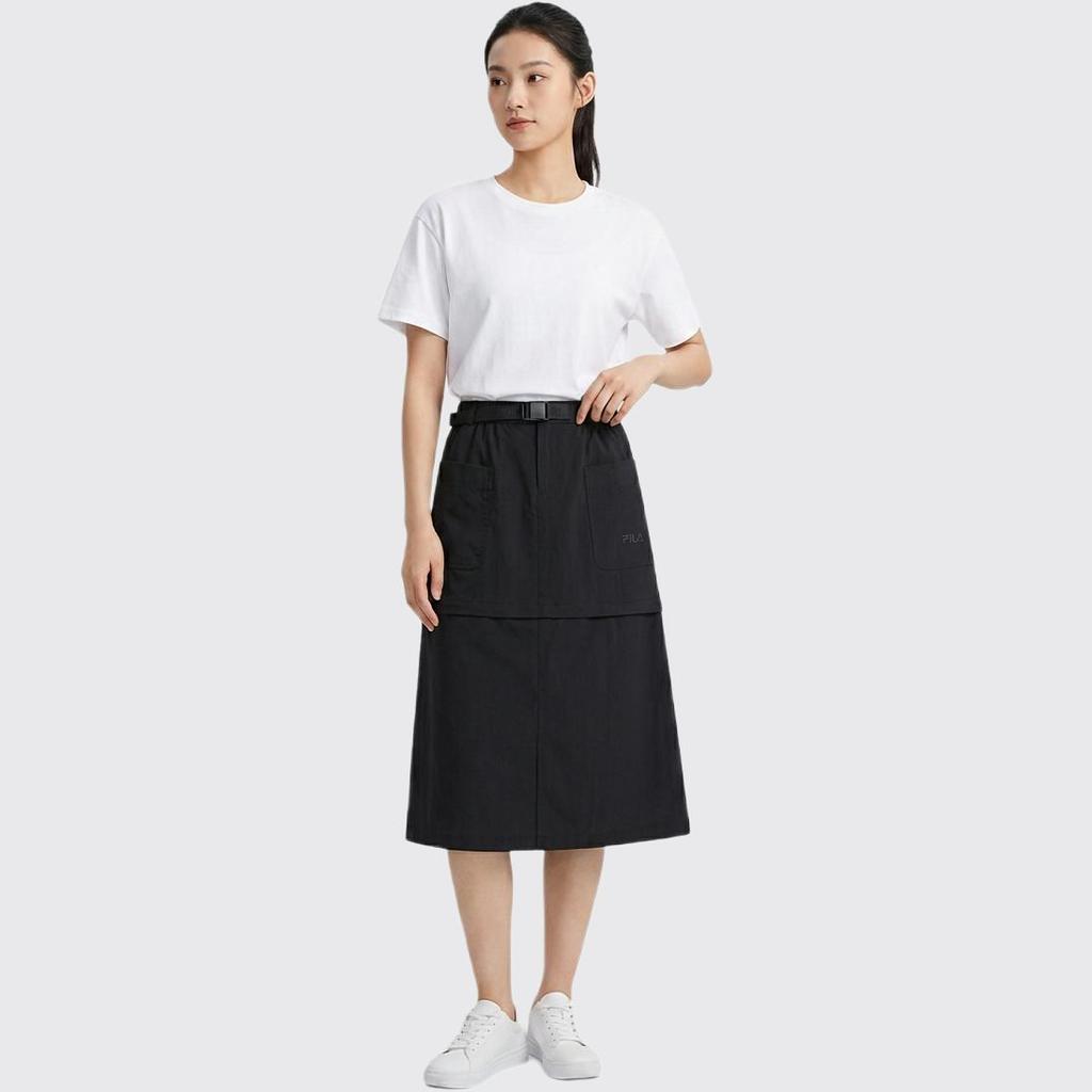 Fila Original Woven Mid-Rise Solid Casual Long Skirt Women Skirts F11W629314F-BK