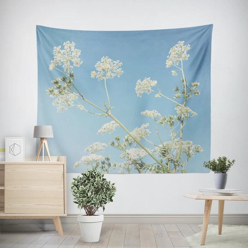 Object Wall Hanging Aesthetic Bedroom Wall Art Large Fabric Tapestry Bohemian Retro Floral Leaves Modern Room Decoration