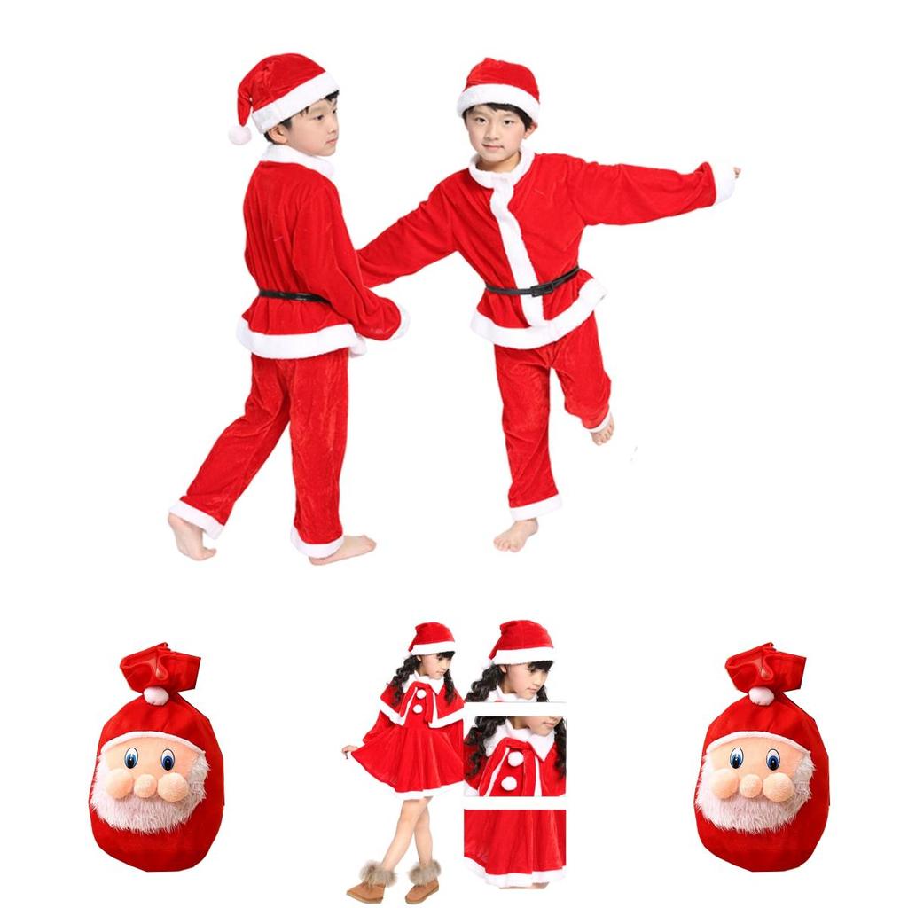 Kids Xmas Outfit Boys Girls Santa Claus Cosplay Costume Christmas Clothes