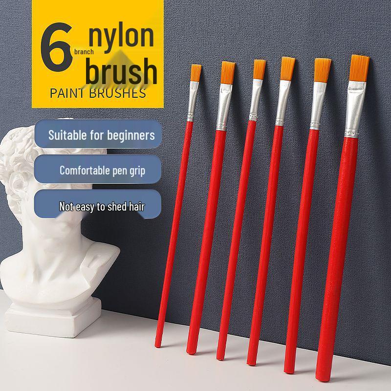 Recollection Nylon Art Brush Set for Gouache and Watercolor Painting Set of 6 красный