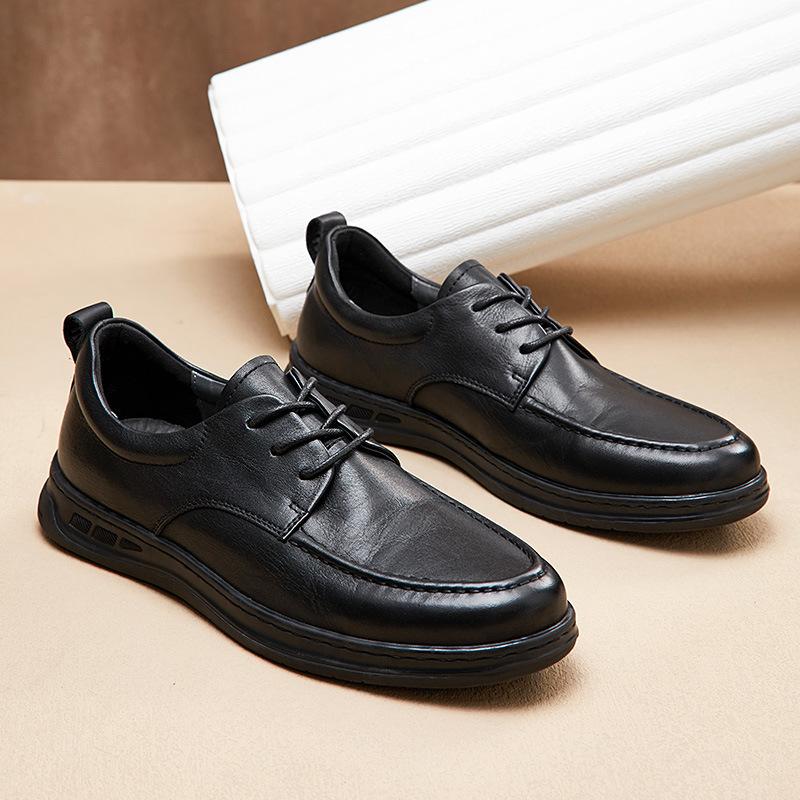 Men'S Shoes Fashionable Retro Versatile Board Shoes Breathable Men'S Casual Leather Shoes Leather Soft-Soled Driving Shoes