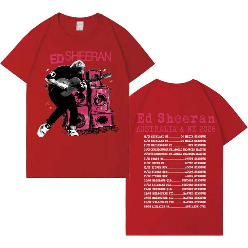 2026 Australian Punk Music Tour Ed Sheeran Double Sided Print Trendy Tshirts Hipster Mens Womens Cotton Crewneck Loose T Shirts