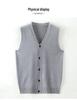 Men's Red Wool Vest: Collarless, Single-Breasted, Solid Color, Fitted Casual Wear for Autumn and Winter.