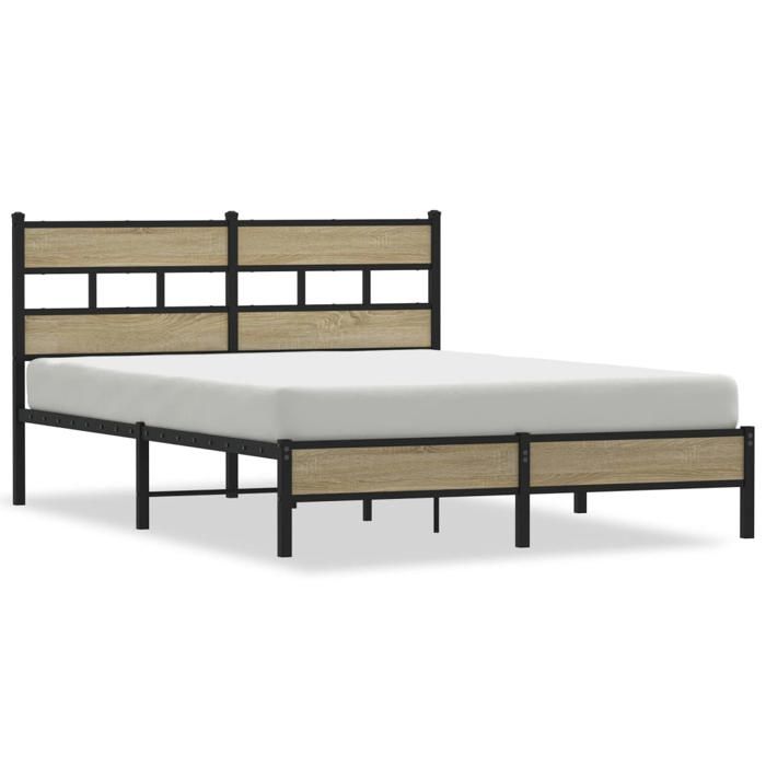 VidaXL Bed Frames Without Mattress Sonoma Oak 140x190 Cm, Double Bed, Bedroom Furniture, Guest Bed, Bed, Frame 4017254