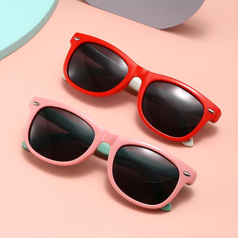 Children's Polarized Silicone Sunglasses - Square Frame UV Protection for Boys & Girls