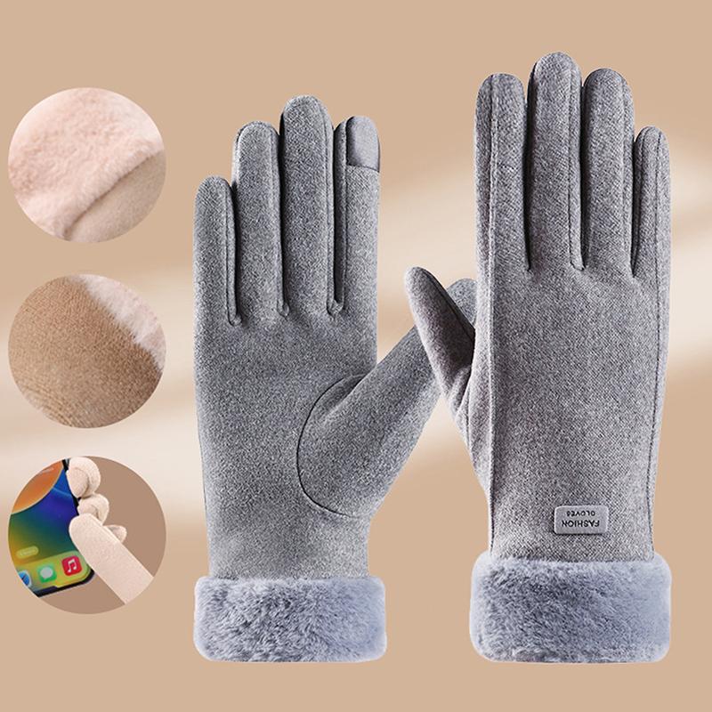 

Fashion Women Warm Gloves Autumn Winter Touchscreen Gloves With Furry Cuff For Outdoor Activities Cycling Mountaineering Gloves