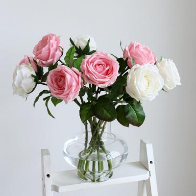 Simulated Roses, Realistic Feel and Moisturizing, Single Man-made Plastic Fake Flower Decorative Ornament