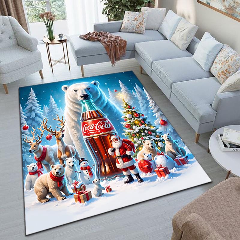 Christmas Gift Halloween Themed Cola Beverage Coca Cola Carpet Is Suitable for Living Room and Bedroom Doormats Office Balcony Decorative Carpet V27