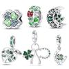 New In Copper Color Green Series-Four-Leaf Clover Pendant Fit Pan Bracelet Diy Charm Woman Jewelry