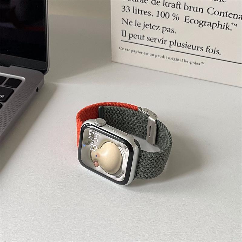 Suitable for iwatch9 Apple Watch with s10 generation nylon Applewatch87se elastic braided SE color matching