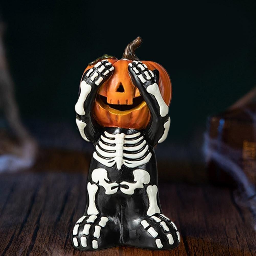 Halloween Resin Pumpkin Desktop Decoration, Halloween Jack-O-Lantern Sculpture Statue Desktop Decoration Desktop Collection Statue