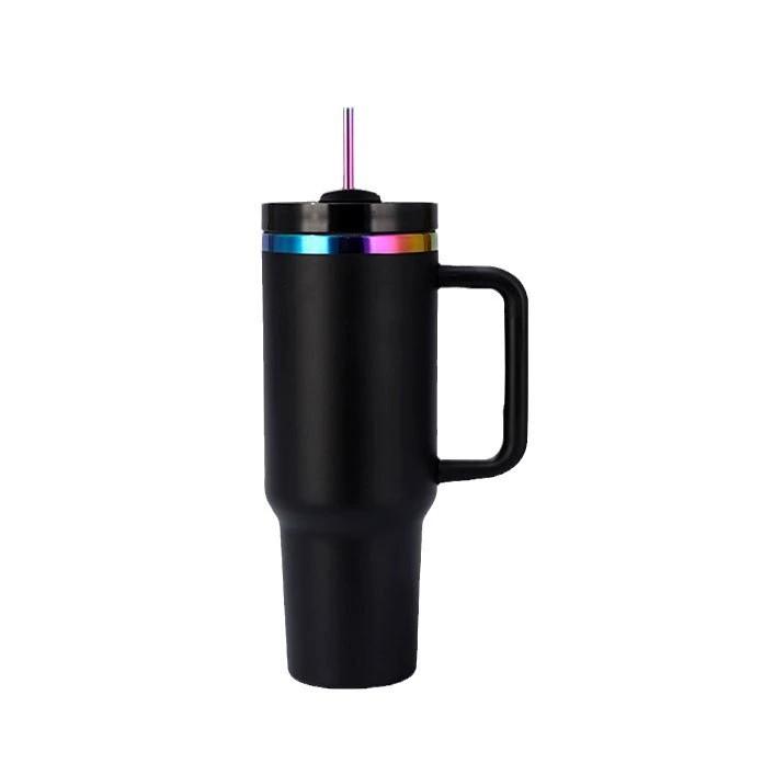 40oz Large Capacity Rainbow Plated Vacuum Insulate Tumbler Outdoor Travel Sports Water Bottle Mugs for Holographic Laser