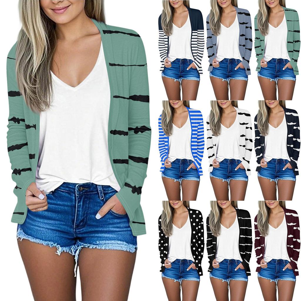 Women's Casual Print Loose Clothing, Fashionable Cardigan Jacket Cardigan Jacket