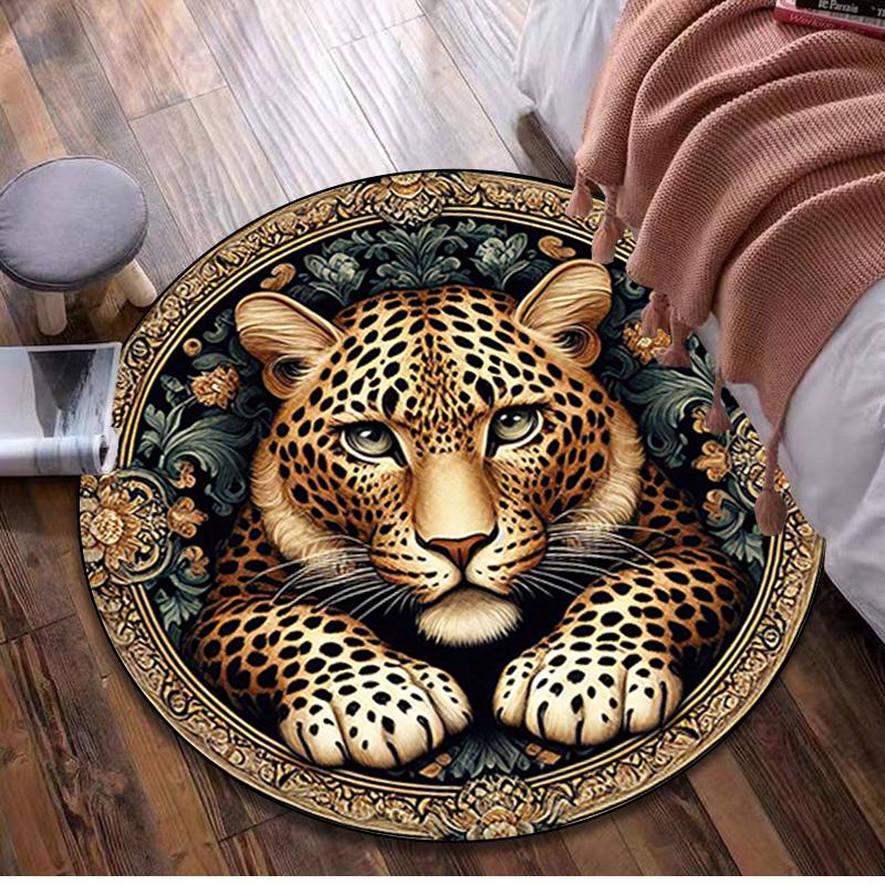 Animal Tiger Circular Rug - Office Decorative Carpet For Living Room Bedroom Door Mat Floor Rug Computer Chair Area Rug
