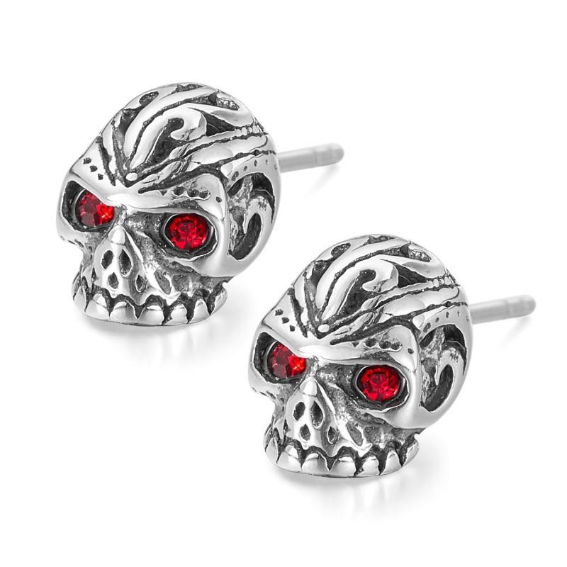 European American Stainless Steel Earrings With Male Personality Retro Hip-hop Street Skull Punk Style Titanium