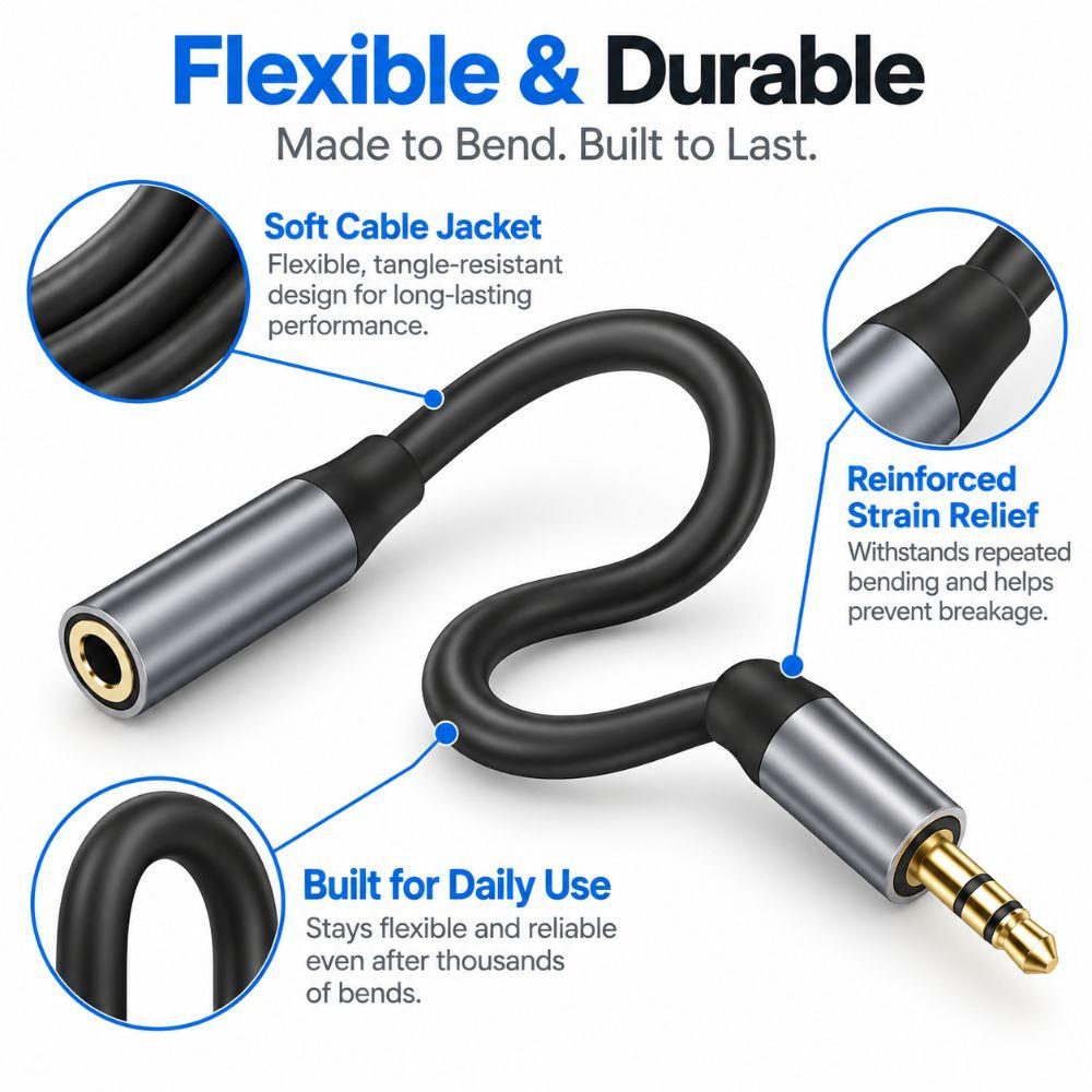 Male To Female 3.5mm Audio Extension Cable Stereo AUX Extension Cable  Headphone Listening