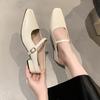 Baotou Halbschuhe Damen Sommer Außenbekleidung Frühling und Herbst neu Koreanische Version Französisches Abendbrise Temperament Silber Einzelne Schuhe dick h