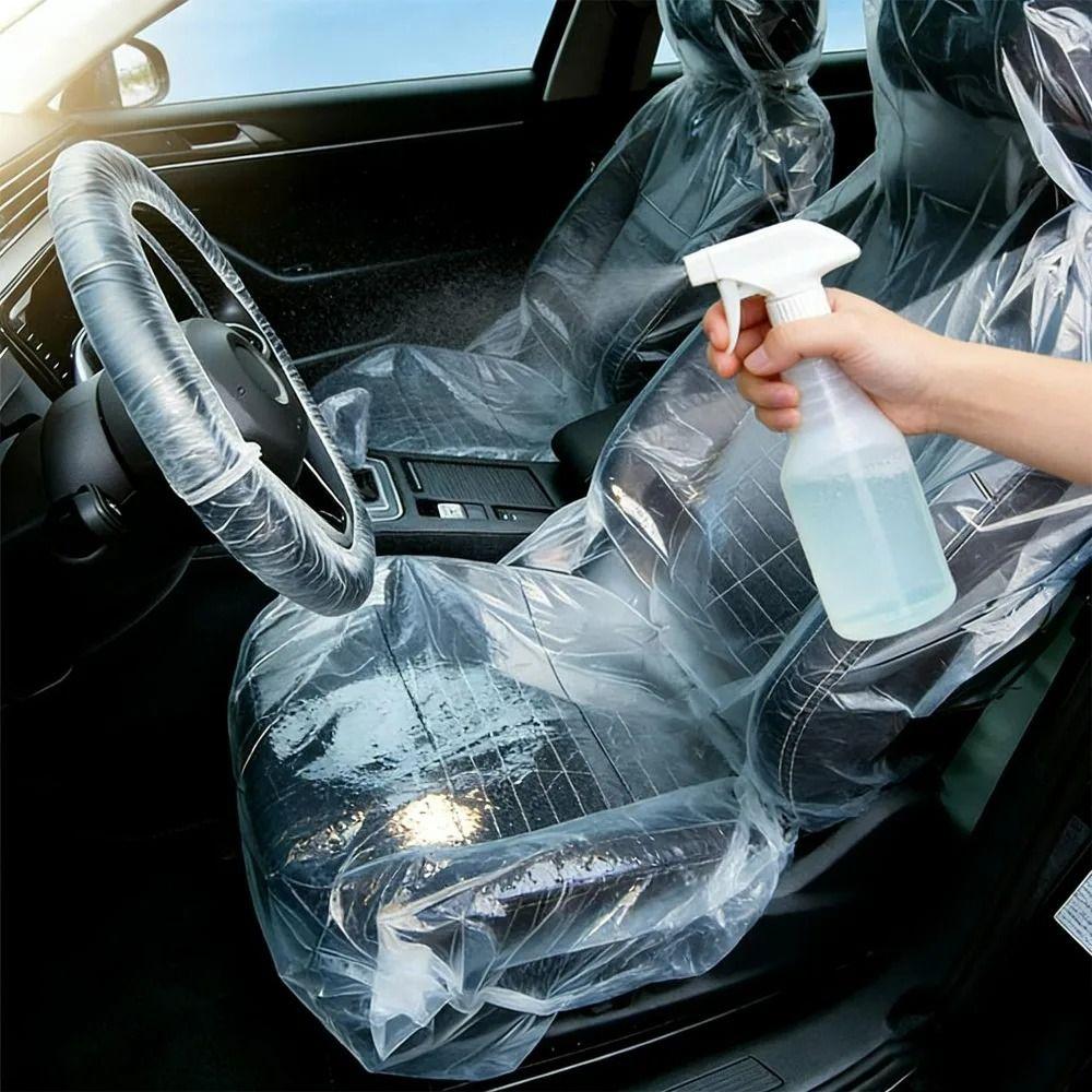 100pcs Thickened Plastic Disposable Car Seat Covers Plastic Seat Cushion Covers Service Centers